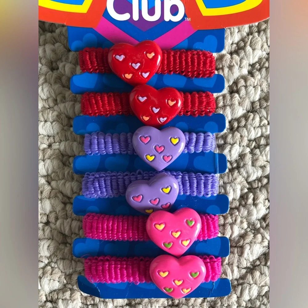 New Kid's Club Children Heart Charm Hair Ties Set